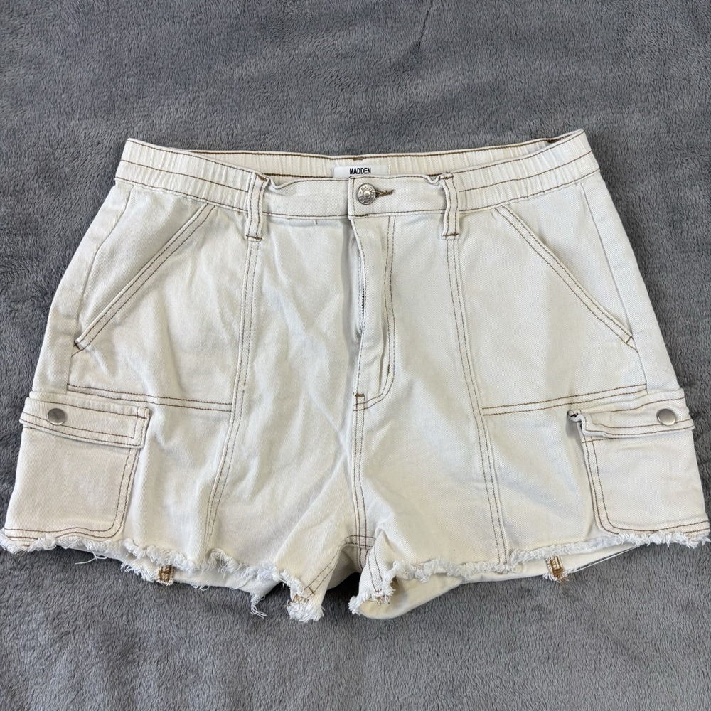 Madden NYC Shorts Womens 2XL Cargo Cut Off Denim Jean Stretch Pockets Beach